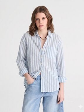 Madewell Blue and White Striped Button-Down Shirt